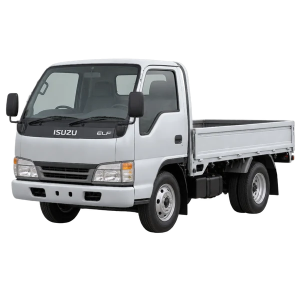 Isuzu Elf 2003 argent, vue trois-quarts avant (orienté vers la gauche)