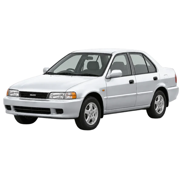 Isuzu Gemini 1997 prata, vista dianteira em três quartos (voltada para a esquerda)