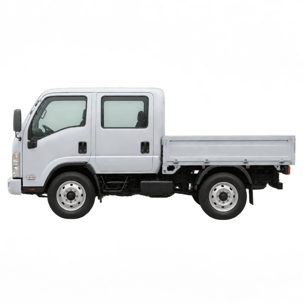 シルバーの2008 Isuzu NPR（側面（左向き）ビュー）