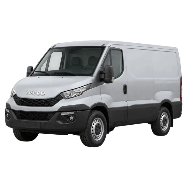 Iveco Daily 2017 prata, vista dianteira em três quartos (voltada para a esquerda)