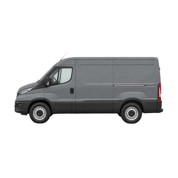 Iveco Daily 2022 gris, vue côté (vers la gauche)
