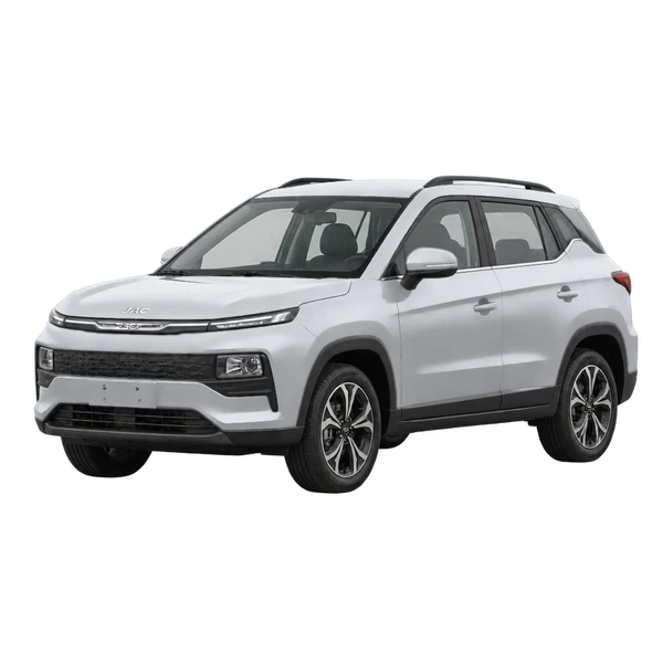 JAC E30X 2025 باللون فضي، منظر منظر أمامي بزاوية ثلاثة أرباع (متجه لليسار)