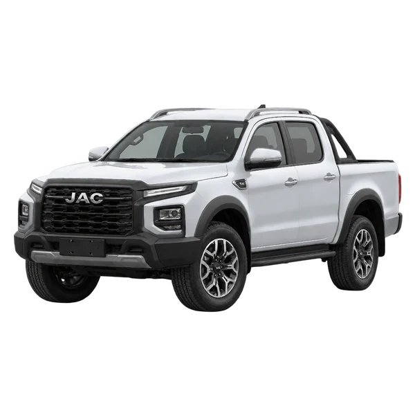 JAC T9 2024 باللون فضي، منظر منظر أمامي بزاوية ثلاثة أرباع (متجه لليسار)