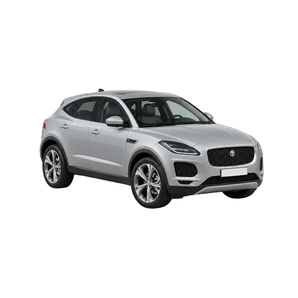 Jaguar E-Pace 2017 argent, vue trois-quarts avant (orienté vers la gauche)