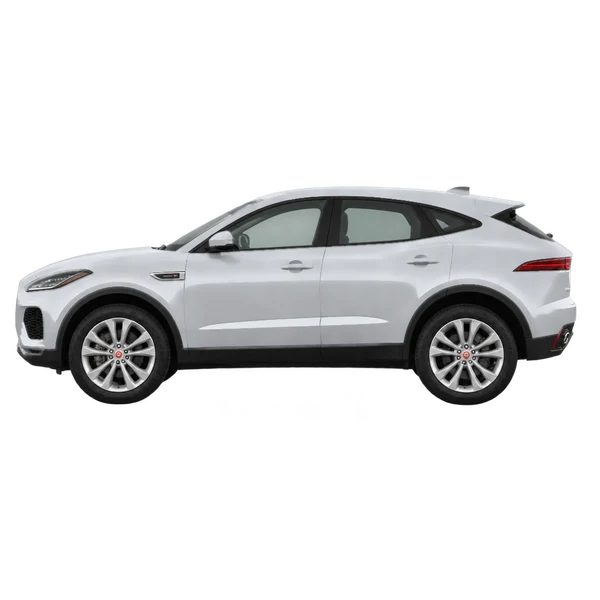 Jaguar E-Pace 2021 prata, vista lateral (voltada para a esquerda)