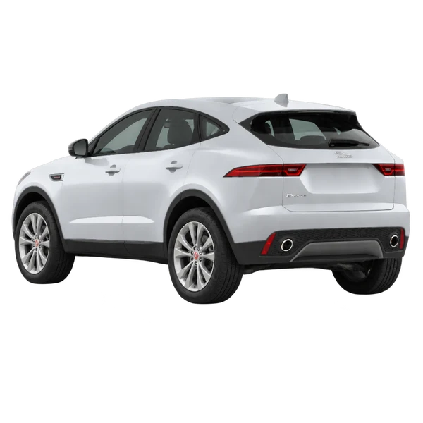 silver 2026 Jaguar E-Pace rear three-quarter (facing left) view