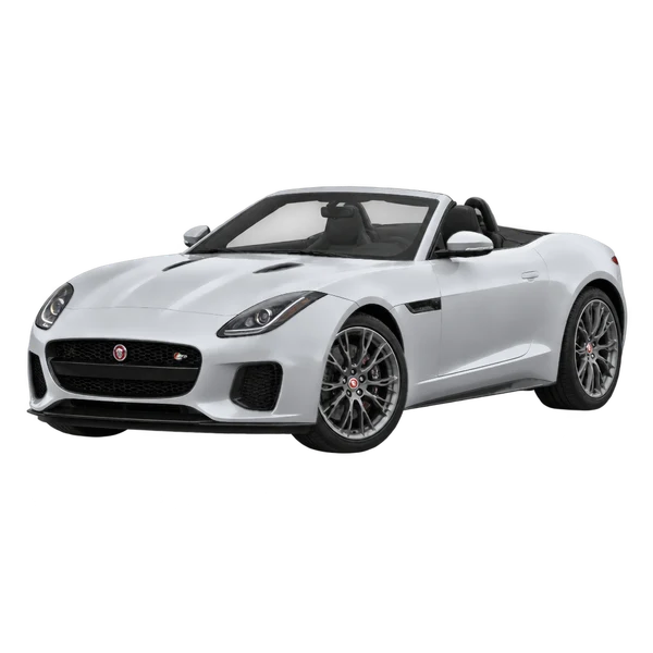 Jaguar F-Type Convertible 2019 prata, vista dianteira em três quartos (voltada para a esquerda)