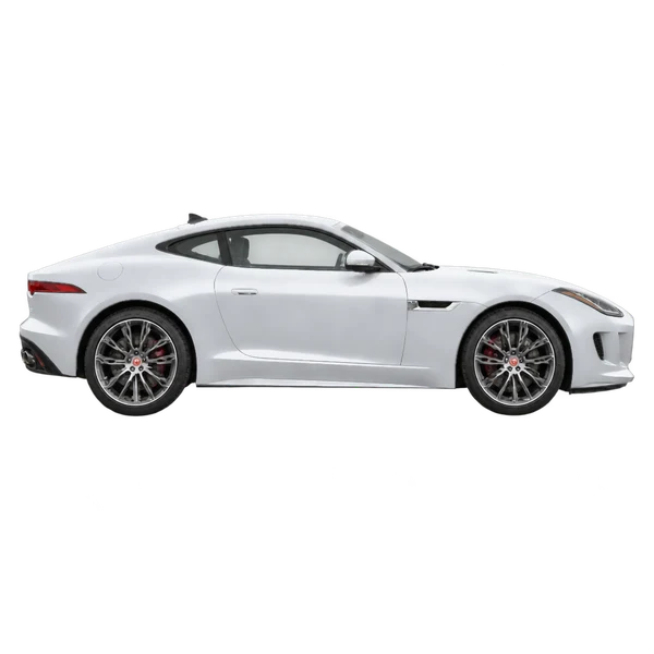 Jaguar F-Type 2015 prata, vista lateral (voltada para a direita)
