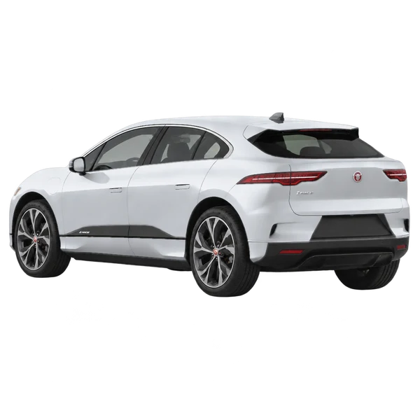 Jaguar I-Pace 2020 prata, vista três quartos traseira (voltada para a esquerda)