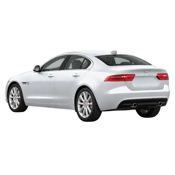 シルバーの2021 Jaguar XE(リア斜め(左向き)ビュー)