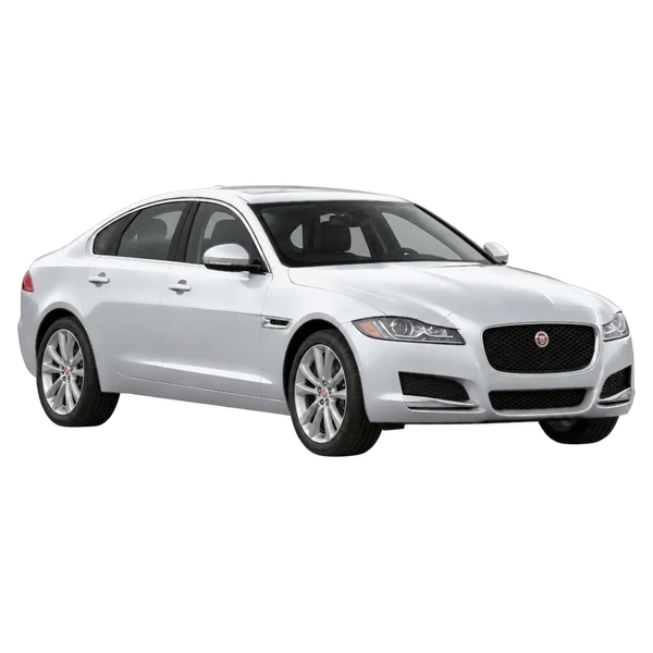 シルバーの2017 Jaguar XF(フロントスリークォーター(左向き)ビュー)