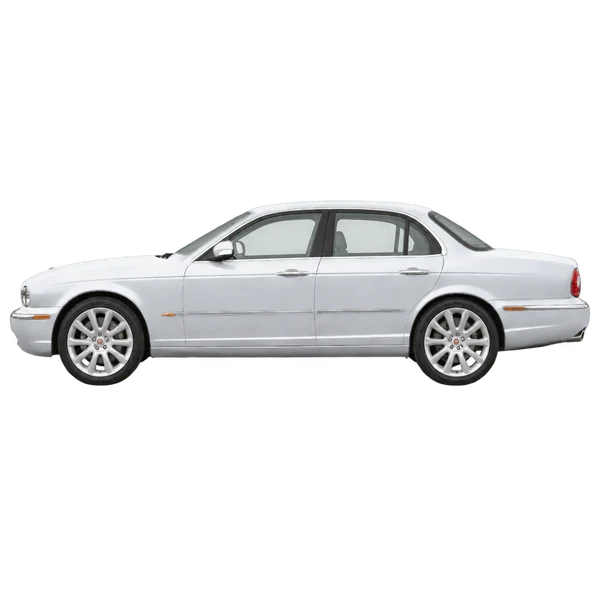 Jaguar XJ 2008 prata, vista lateral (voltada para a esquerda)