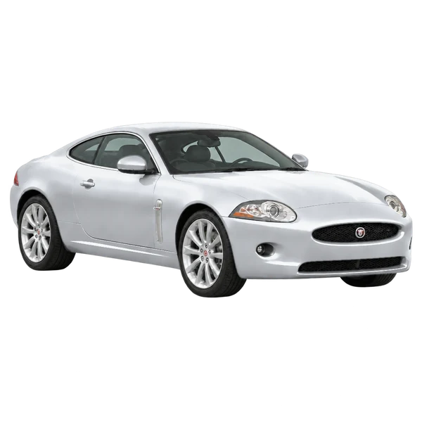 Jaguar XK 2008 argent, vue trois-quarts avant (orienté vers la droite)