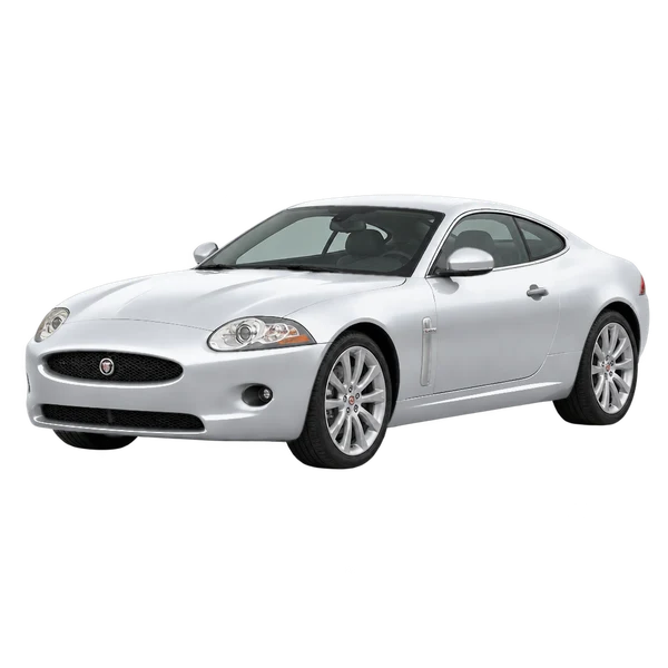 2013 Jaguar XK in Silber, Ansicht: Dreiviertelansicht vorne (nach links gerichtet)