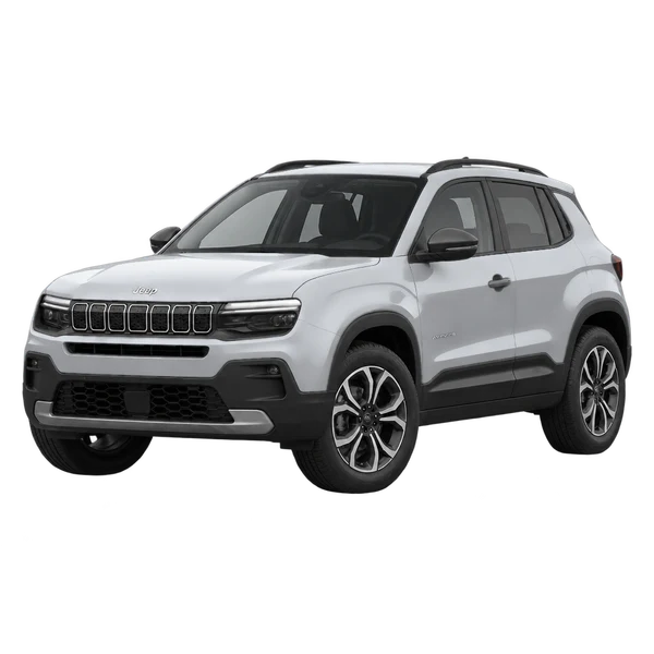 2026 Jeep Avenger in Silber, Ansicht: Dreiviertelansicht vorne (nach links gerichtet)