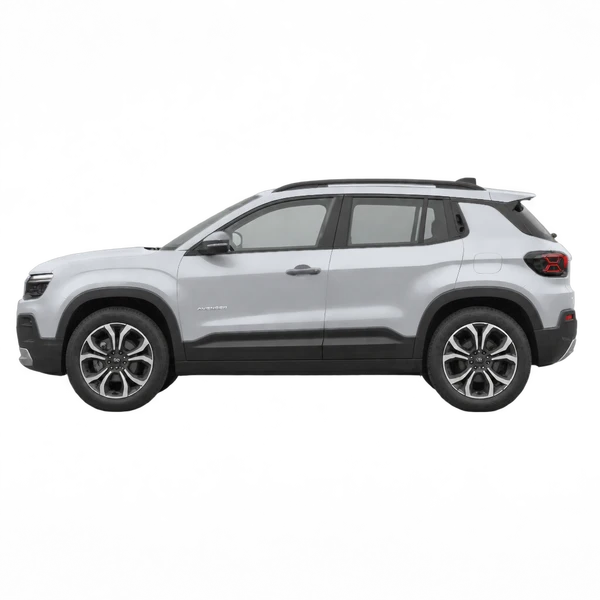 Jeep Avenger 2026 prata, vista lateral (voltada para a esquerda)