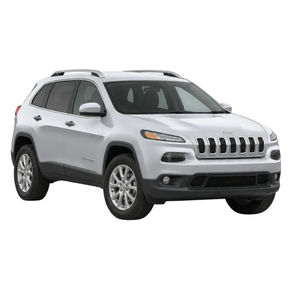 Jeep Cherokee 2014 prata, vista dianteira em três quartos (voltada para a esquerda)