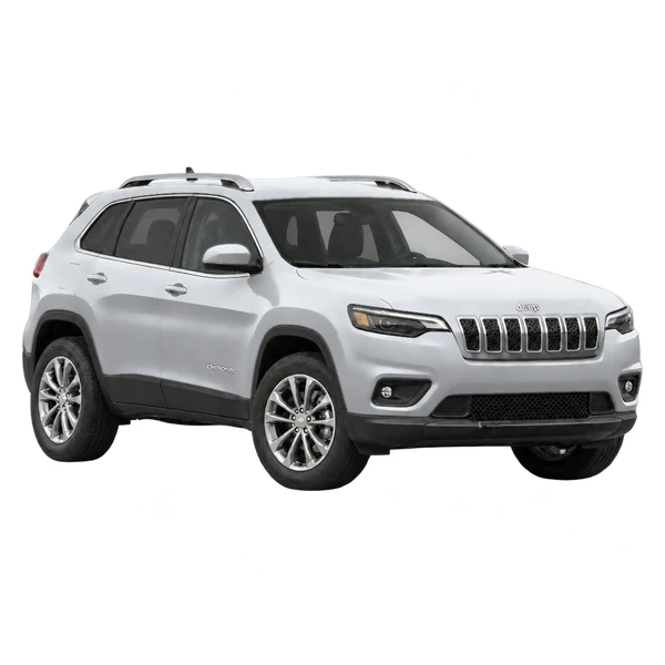 Jeep Cherokee 2022 en plateado, vista tres cuartos frontal (mirando a la derecha)