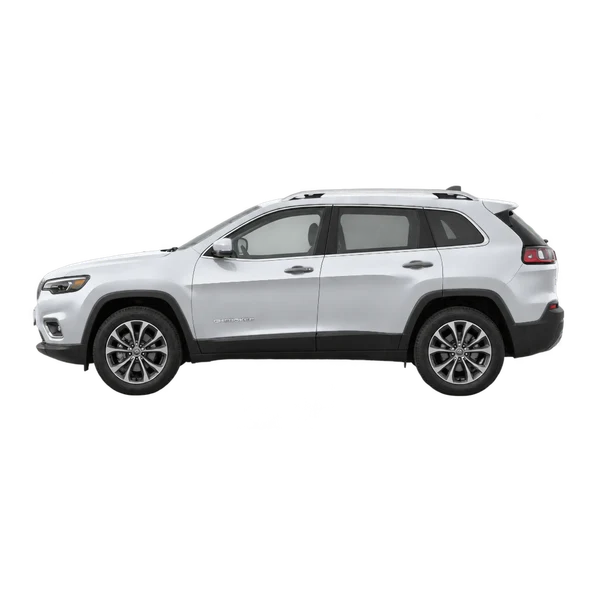 Jeep Cherokee 2024 en plateado, vista lateral (mirando a la izquierda)
