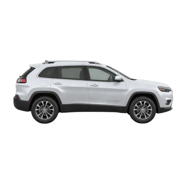 Jeep Cherokee 2024 en plateado, vista lateral (hacia la derecha)