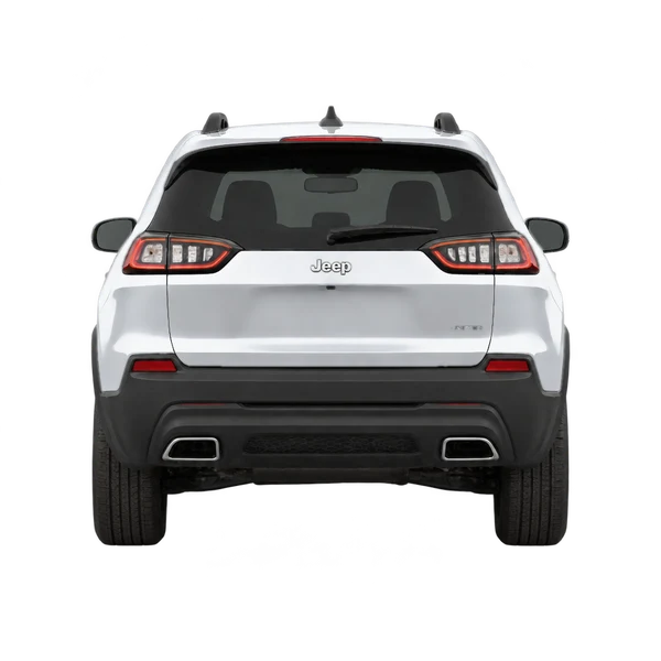 Jeep Cherokee 2025 en plateado, vista trasera