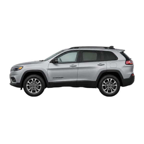 Jeep Cherokee 2025 en plateado, vista lateral (mirando a la izquierda)