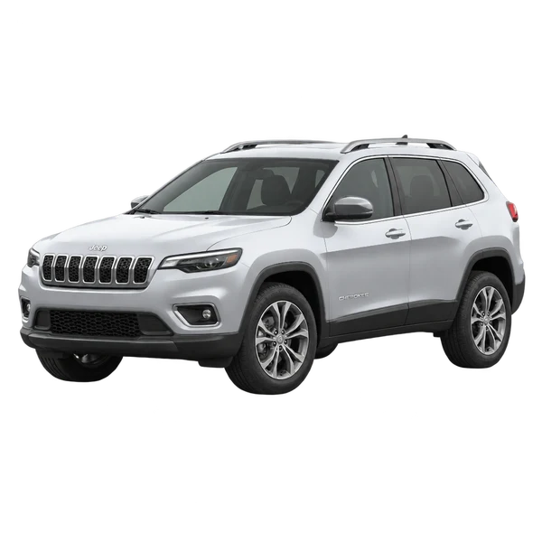 Jeep Cherokee 2026 argent, vue trois-quarts avant (orienté vers la gauche)
