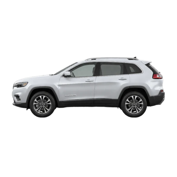Jeep Cherokee 2027 باللون فضي، منظر جانبي (متجه إلى اليسار)