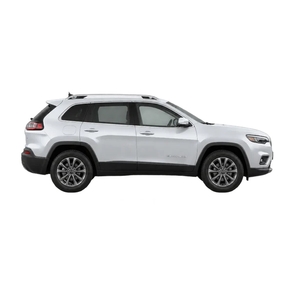 Jeep Cherokee 2027 باللون فضي، منظر منظر جانبي (باتجاه اليمين)