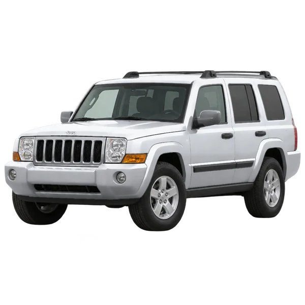 Jeep Commander 2006 باللون فضي، منظر منظر أمامي بزاوية ثلاثة أرباع (متجه لليسار)