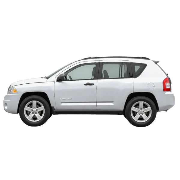 Jeep Compass 2008 en plateado, vista lateral (mirando a la izquierda)