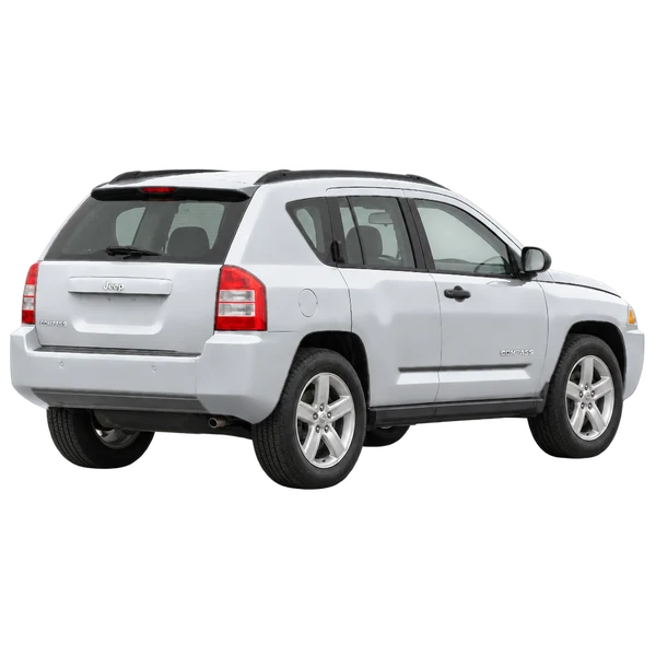 シルバーの2012 Jeep Compass（斜め後方（右向き）ビュー）