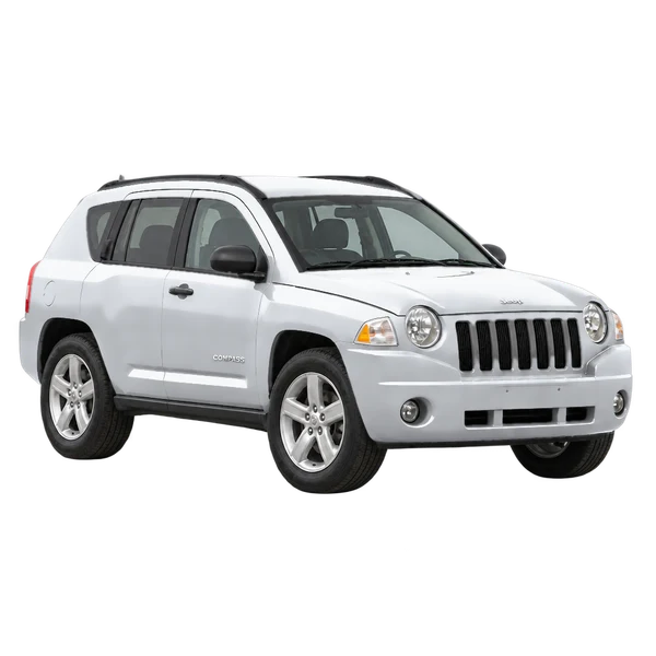 シルバーの2016 Jeep Compass（フロントスリークォーター（右向き）ビュー）