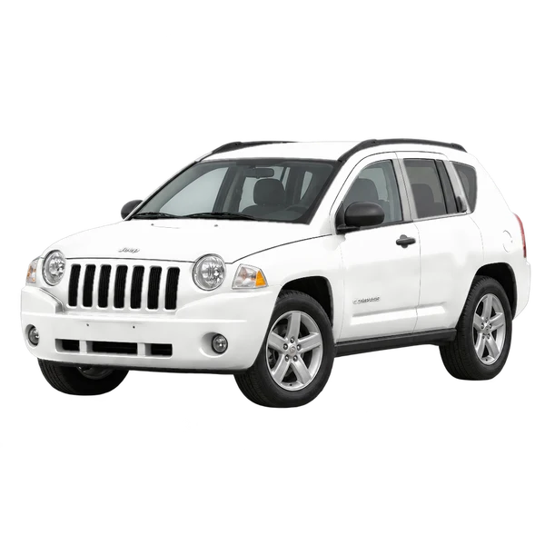 ホワイトの2016 Jeep Compass（フロントスリークォーター(左向き)ビュー）