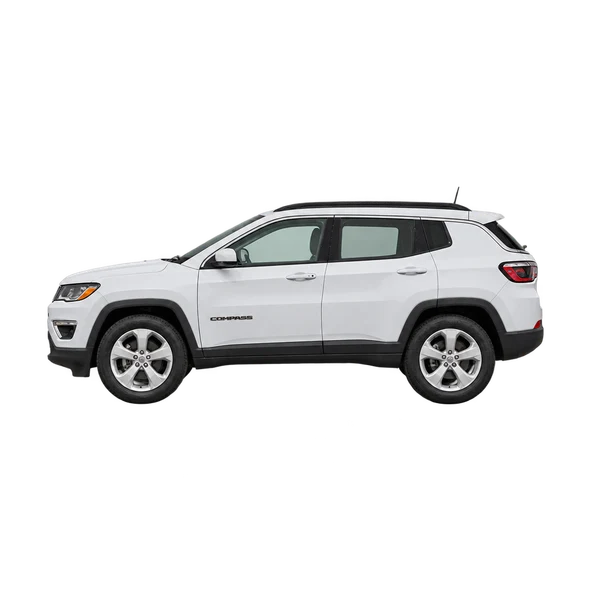 Jeep Compass 2018 باللون أبيض، منظر جانبي (متجه إلى اليسار)