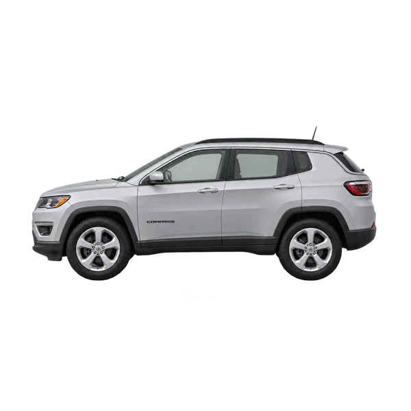 Jeep Compass 2020 باللون فضي، منظر جانبي (متجه إلى اليسار)