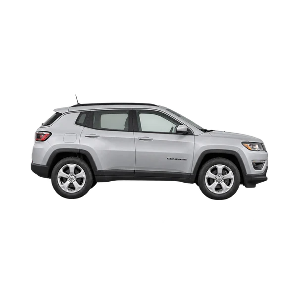 Jeep Compass 2022 en plateado, vista lateral (hacia la derecha)