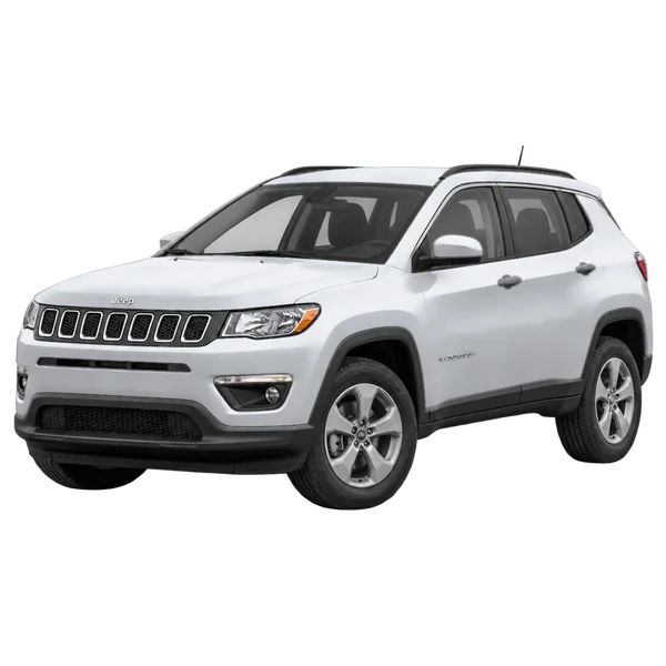 シルバーの2025 Jeep Compass(フロントスリークォーター(左向き)ビュー)
