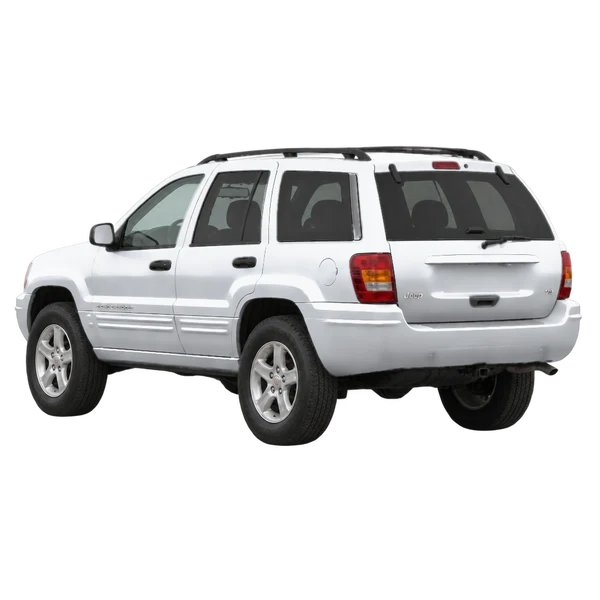 silver 2001 Jeep Grand Cherokee rear three-quarter (facing left) view