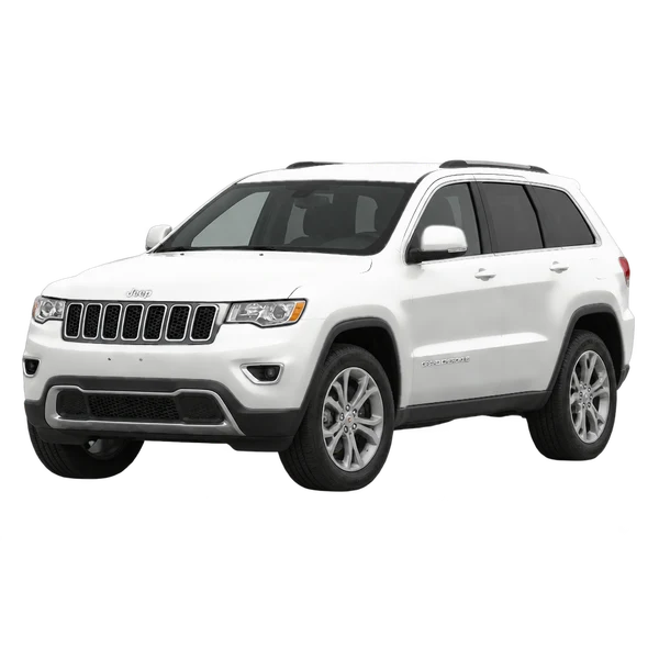 white 2014 Jeep Grand Cherokee front three-quarter (facing left) view