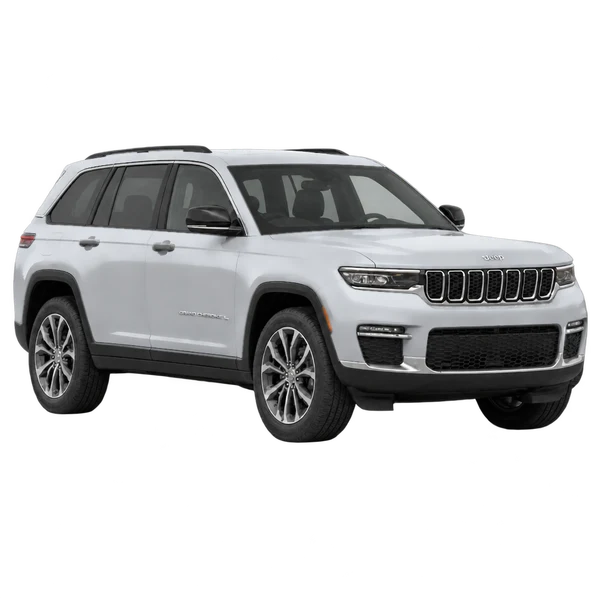silver 2022 Jeep Grand Cherokee front three-quarter (facing right) view