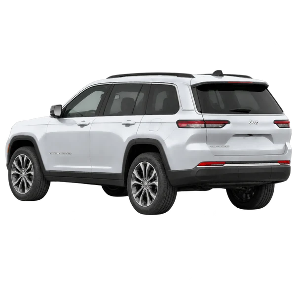 silver 2022 Jeep Grand Cherokee rear three-quarter (facing left) view
