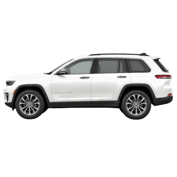 white 2022 Jeep Grand Cherokee side (facing left) view