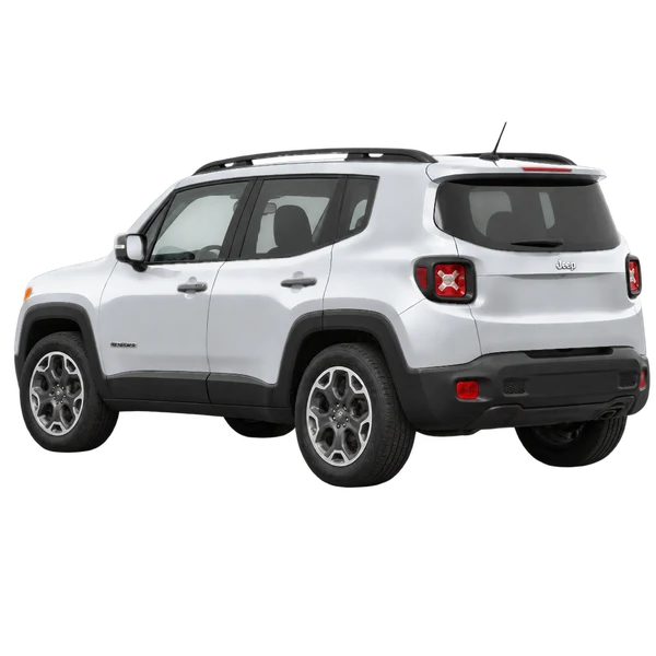 2021 Jeep Renegade in Silber, Ansicht: Dreiviertelansicht von hinten (nach links gerichtet)