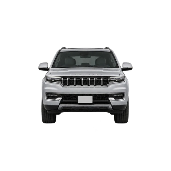 Jeep Wagoneer L 2024 باللون فضي، منظر أمامي