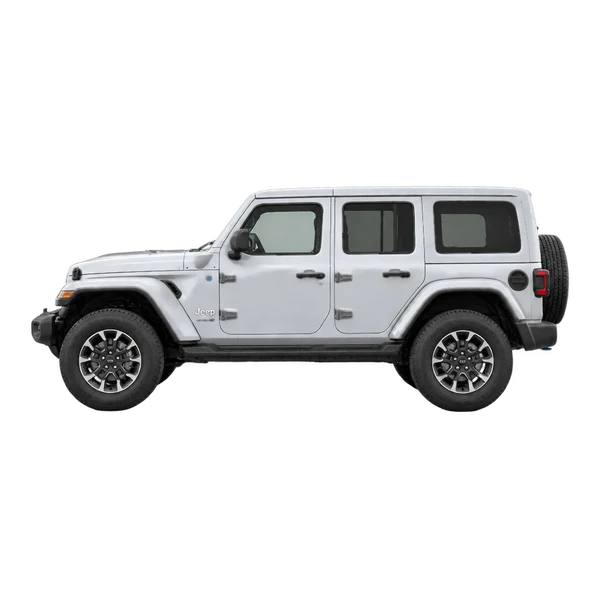 Jeep Wrangler 4XE 2024 argent, vue côté (vers la gauche)