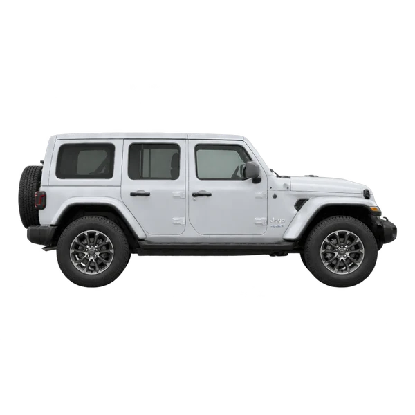 Jeep Wrangler 4XE 2024 argent, vue profil (tourné vers la droite)