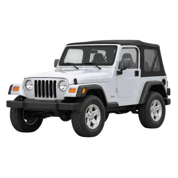 Jeep Wrangler 2004 prata, vista dianteira em três quartos (voltada para a esquerda)