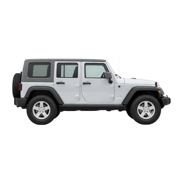 Jeep Wrangler 2009 argent, vue profil (tourné vers la droite)