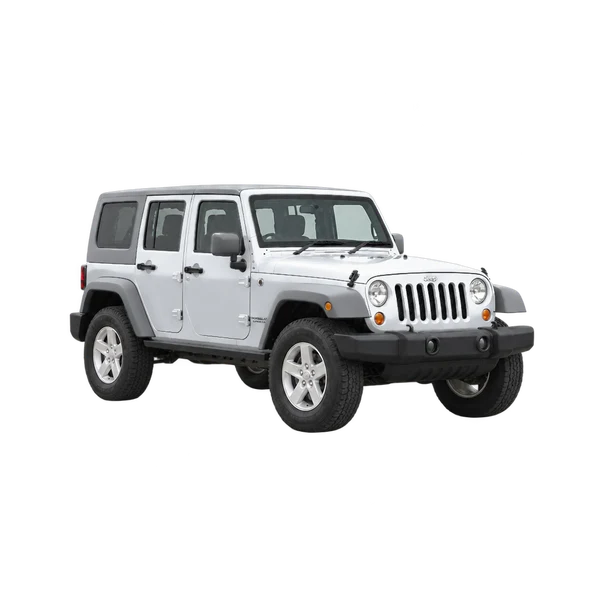 Jeep Wrangler 2011 en plateado, vista tres cuartos frontal (mirando a la derecha)